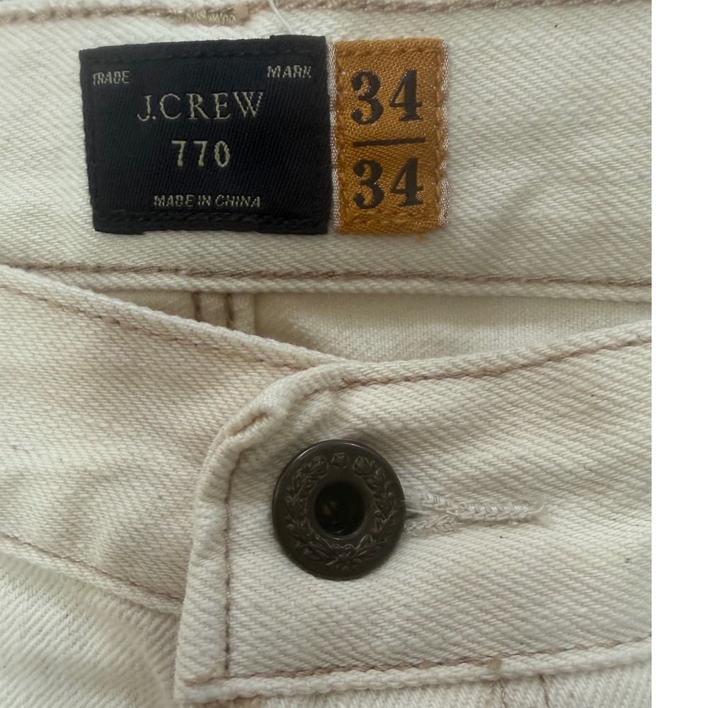 J.Crew 770 Straight Fit Pants Mens 34x34 Cream Off White Cotton #Jcrew #770 - Picture 2 of 6